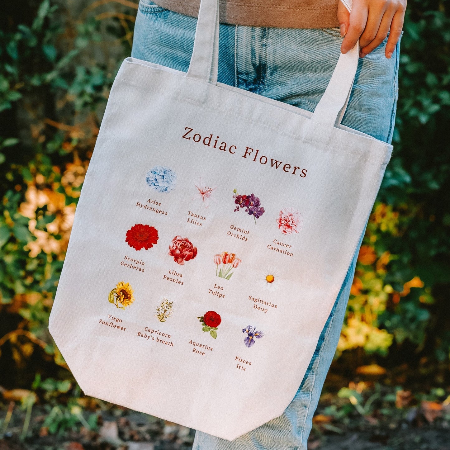 Zodiac FLowers Tote Bag
