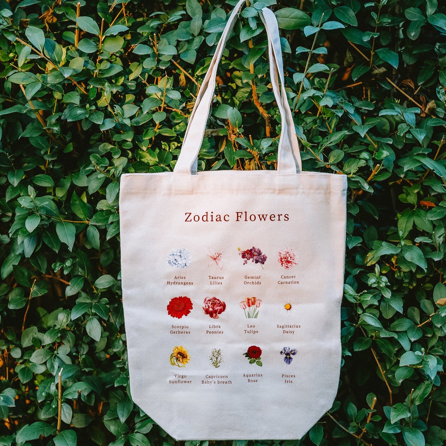 Zodiac FLowers Tote Bag